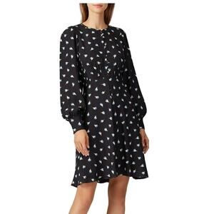 Rebecca Taylor Dress Womens 4 Black Blue Flora Long‎ Sleeve Brigette Silk